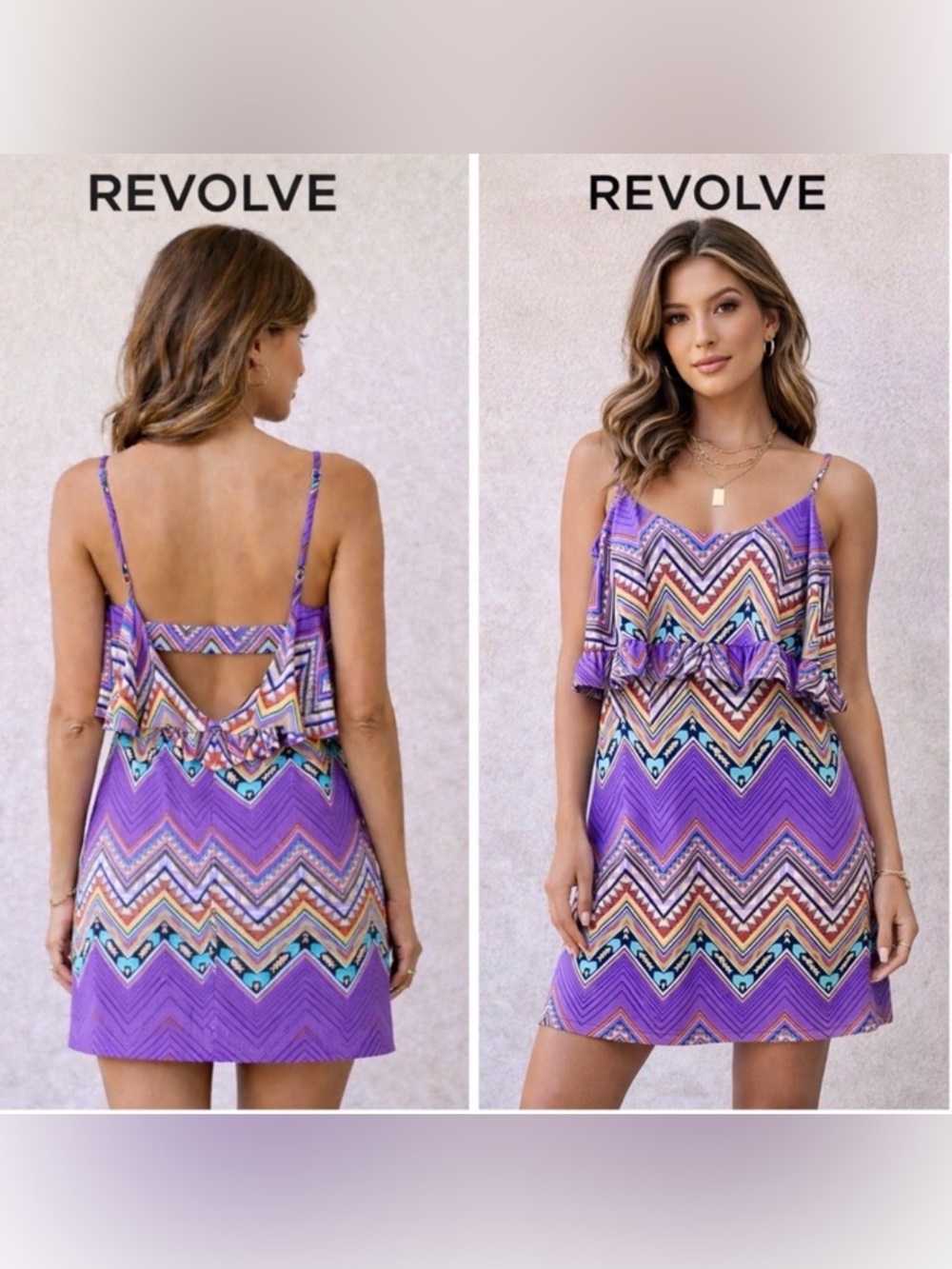 REVOLVE TBAGS LOS ANGELES COLORFUL CHEVRON CUT OUT BACK DETAIL MINI DRESS SMALL